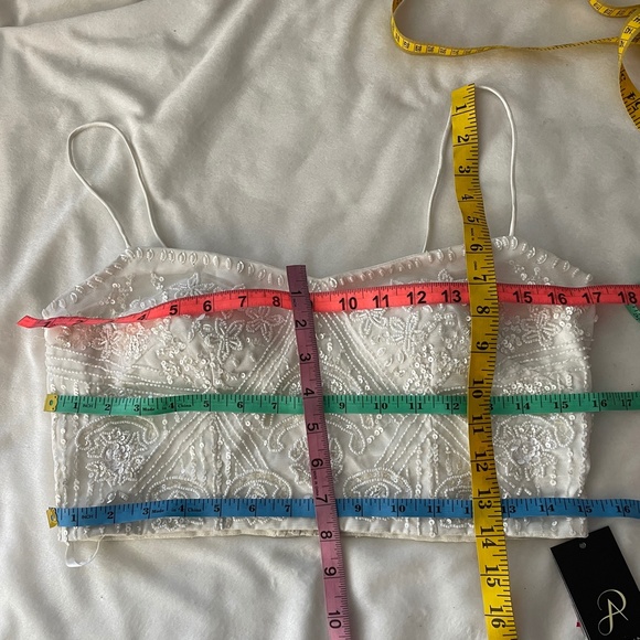NWT Adrianna Papell Embellished‎ Crop Ivory TOP ONLY [SZ 8 ] - Picture 10 of 10